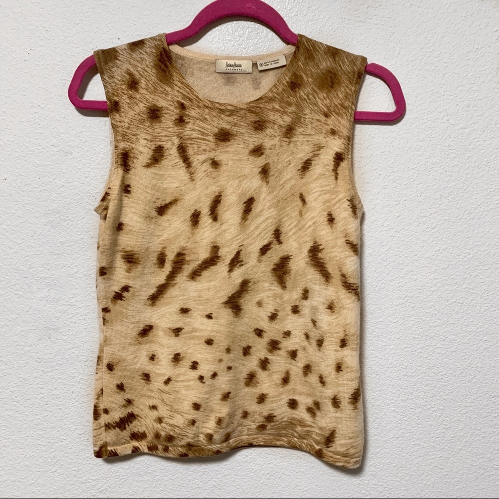 Neiman Marcus 100% Cashmere Leopard Print Vest